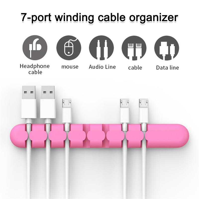 7-Hafen Kabel Wickler Kopfhörer CBS Kabel Veranstalter Draht Lagerung Silizium Ladegerät Kabel Halfter Clips für Daten kabel kopfhörer kabel