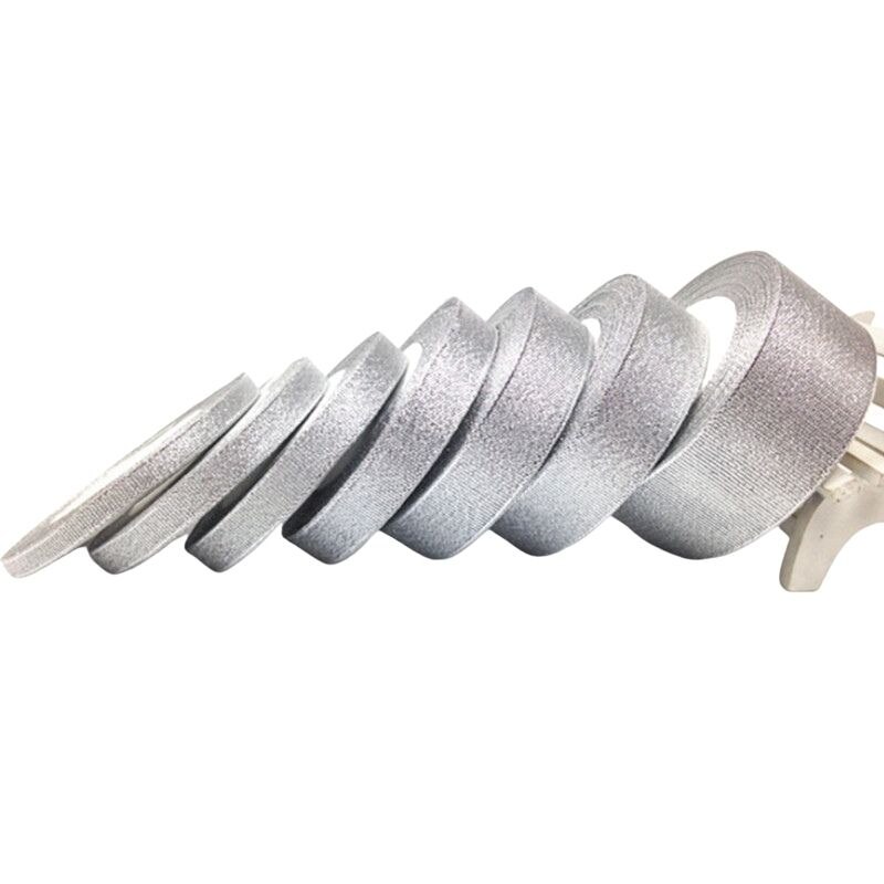 25 Yards 6-50Mm Zilver Goud Zijde Satijn Organza Lint Bruiloft Decoratie Cake Diy Kerst Handwerk Accessoires tapes