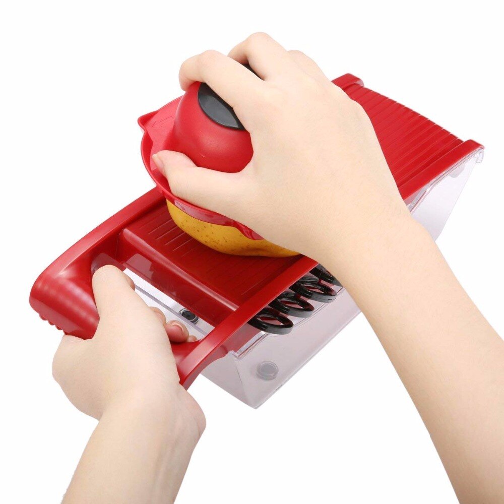 Vegetable Slicer Cutter of Godmorn - 6 Interchangeable Blades with Peeler Storage Container Cutter for Potato,Tomato, Onion etc