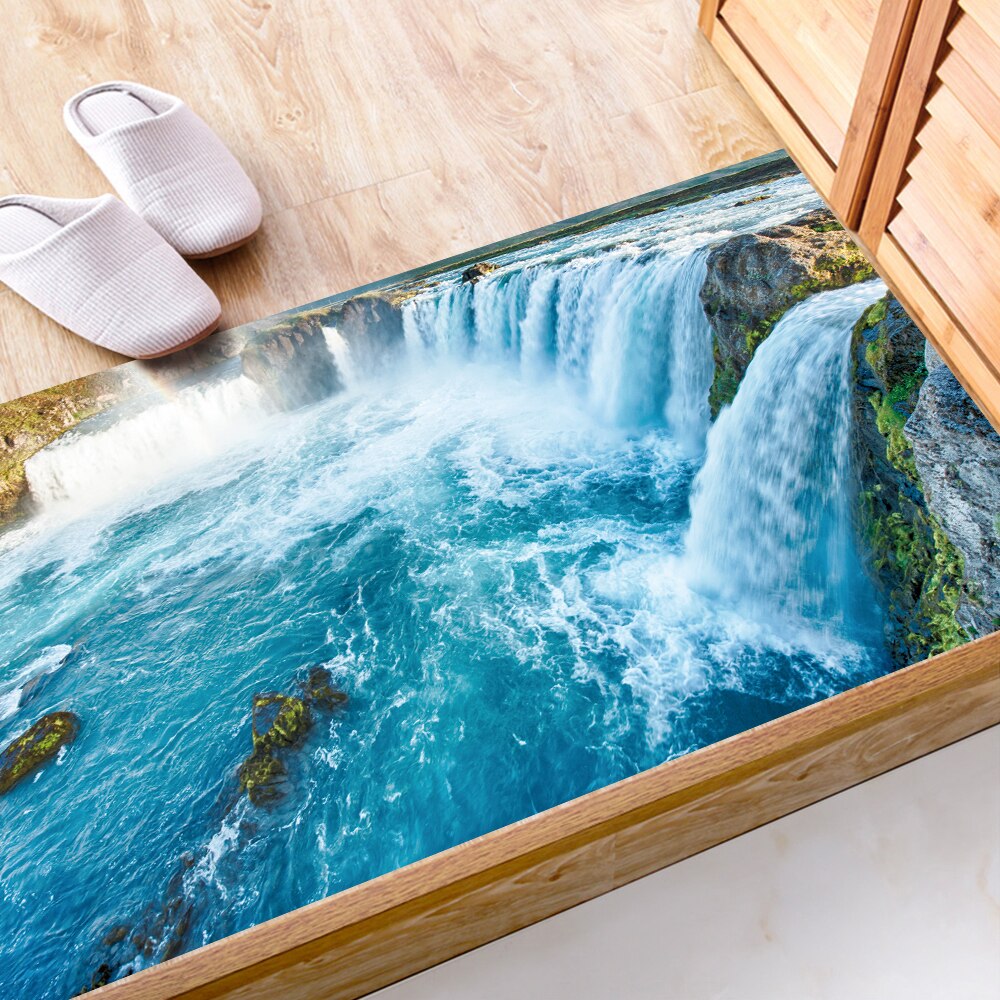 Wodospad naklejki podłogowe 3D wymienny wodoodporne antypoślizgowe fresk naklejka naklejki ścienne łazienka salon sypialnia wystrój domu 60x120 cm