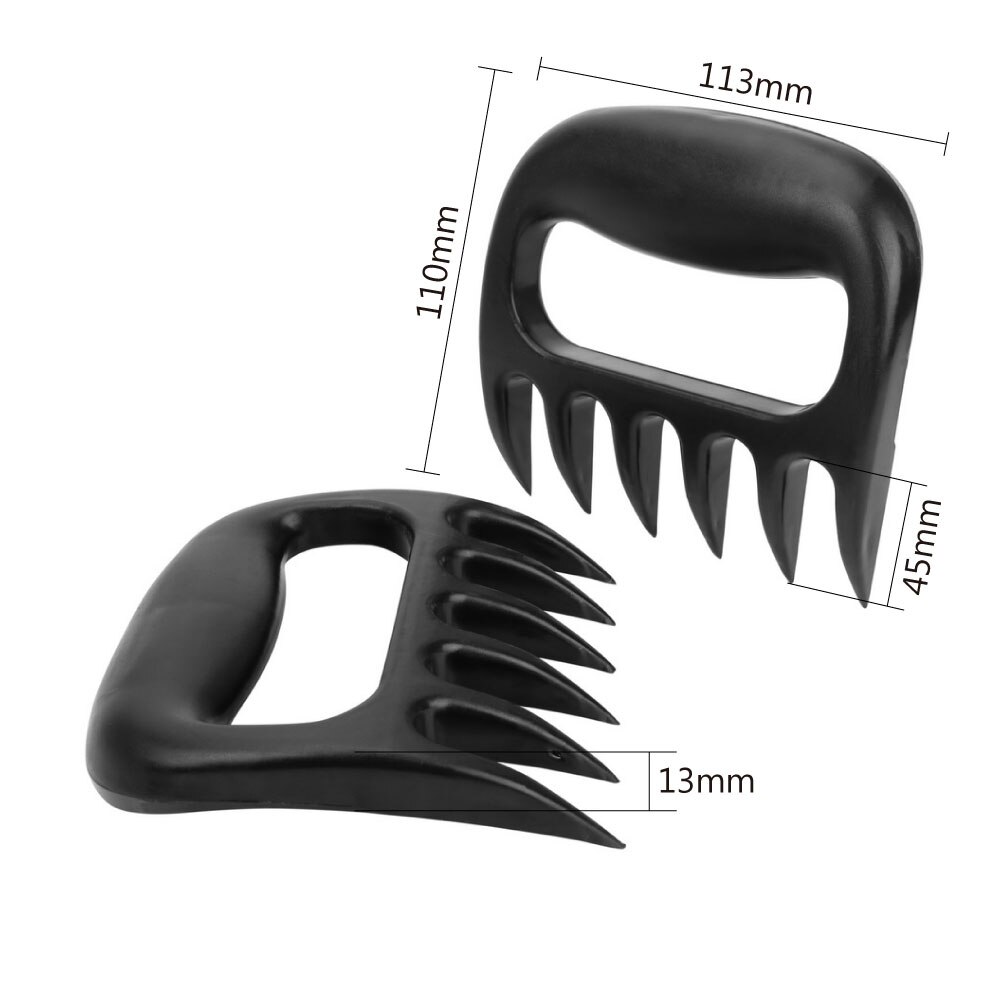 1 Pair Pull Meat Shred Pork Clamp Barbecue Tool Roasting Fork Tongs Barbecue Fork Black BBQ Set