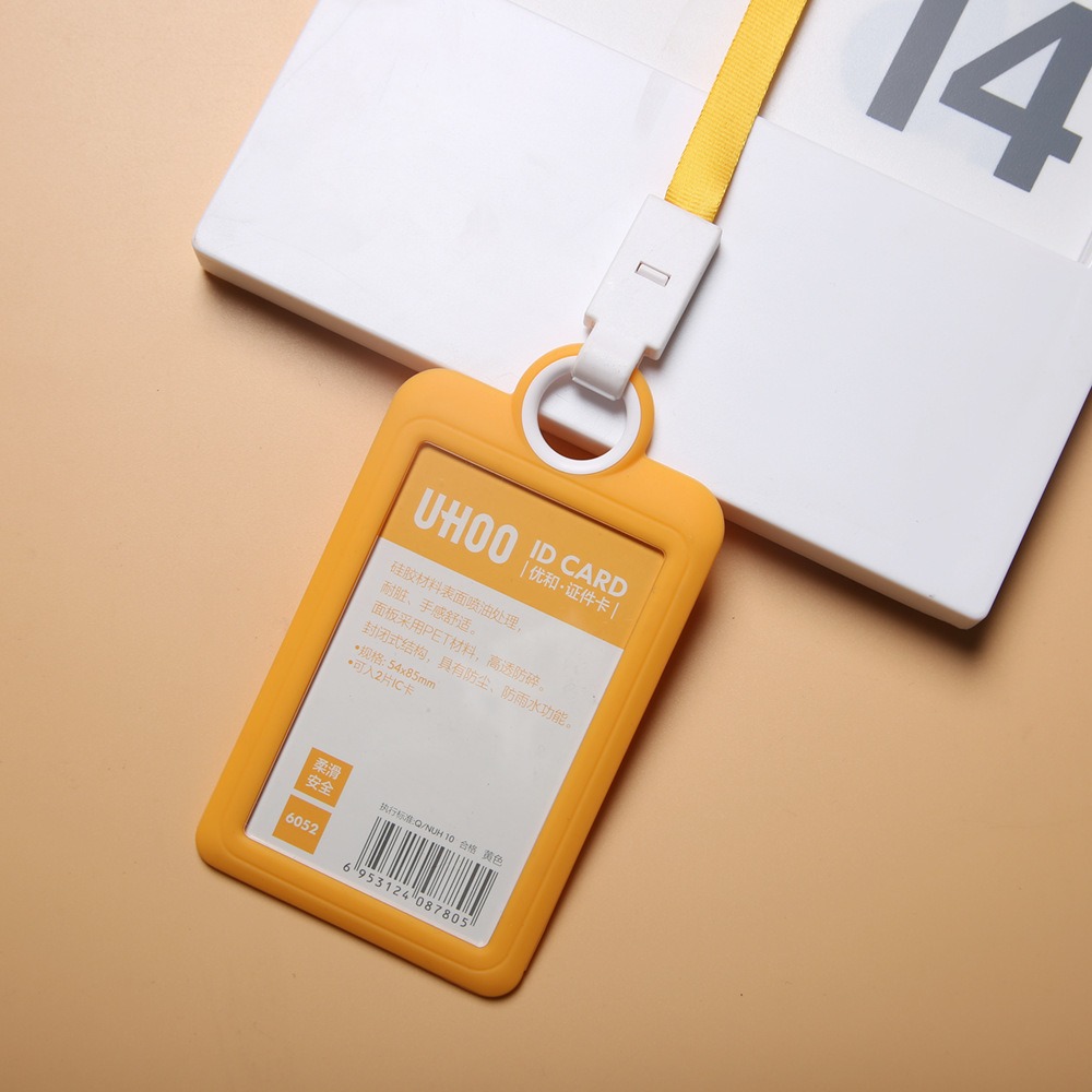 Pehmeä Pudotuksenesto Työ ID-korttipidike Kaulanauha Lanyard Standard Silikonikorttikotelo Läpinäkyvä Kortinhaltija ID-kortille Opiskelijakortille: Ruusunpunainen