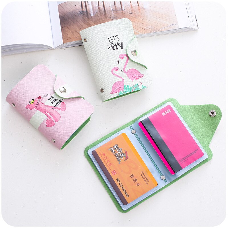 Leather Credit Card Holder Card Case Student Cute Cartoon ID Cards Women Wallet Passport Business Card Holder Book Protector