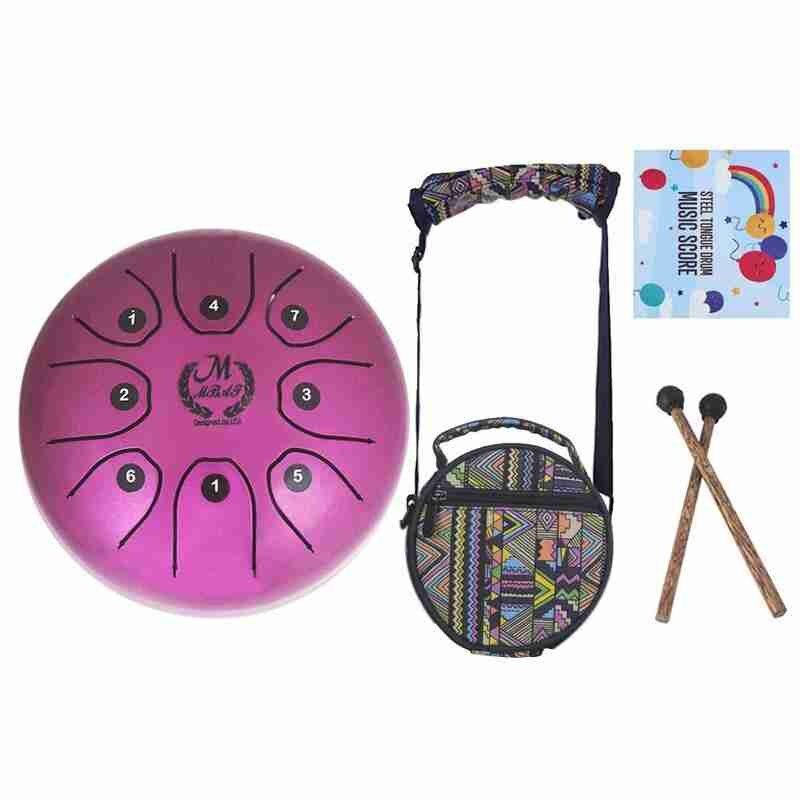 5.5 Inch Mini Worry Free Drum 8-tone Tongue Drum Steel Hand Pan Drum Percussion Instrument Carry Bag Ethereal Worry Free Drum