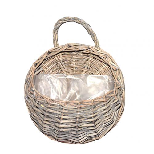 Hand Woven Knitted Wall Hanging Flower Basket Plant Pot Planter Rattan Vase Basket Home Garden Wall Decoration Storage Container: Grey