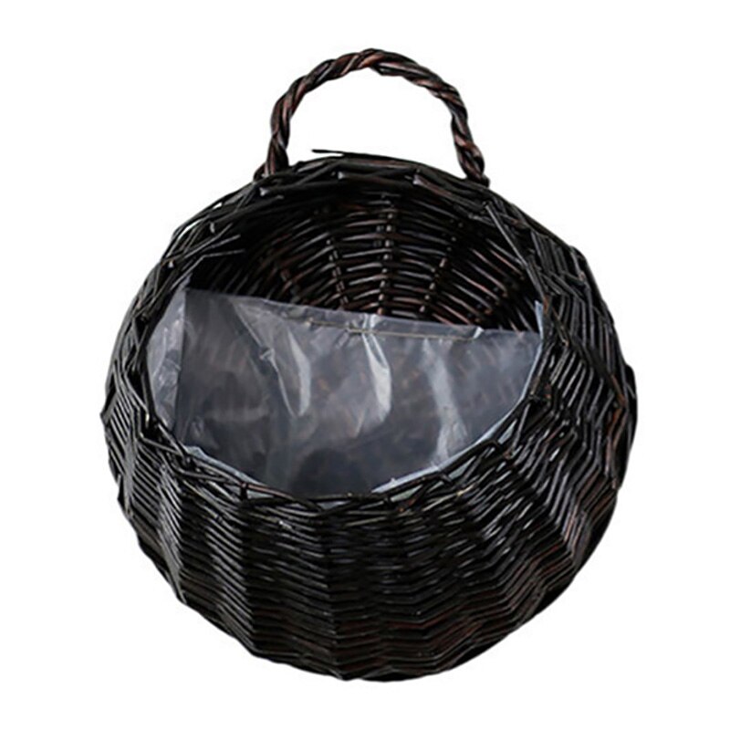 Håndlavet flettet rattan blomsterkurv rattan vase kurv hængende vas væg dekoration opbevaringsbeholder plante kurv til haven: -en