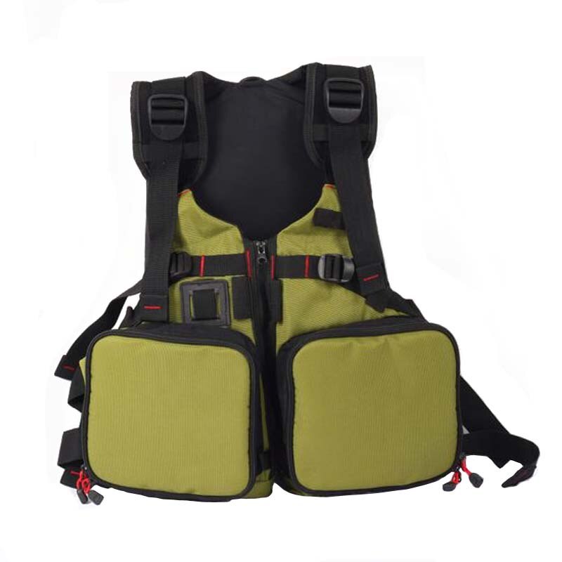 Adjustable Mutil-Pocket Fishing Vest Adult Swimming Life Vest Outdoor Sport Breathable Swimming Drifting Safety Life Jacket: Army green type 1