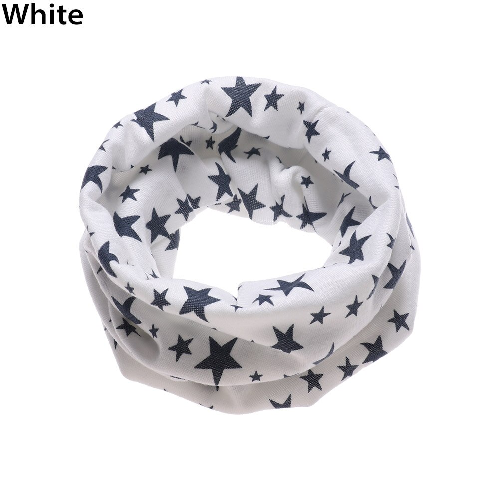 Børn unisex varmt bomuld tørklæde stjerner trykt snood udendørs hals varmere vindtæt lang krave tørklæder 9 farver: Hvid