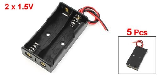 5 Pcs 2X1.5 V Aa Batterij Houder Case Box Zwart W Wire Leads
