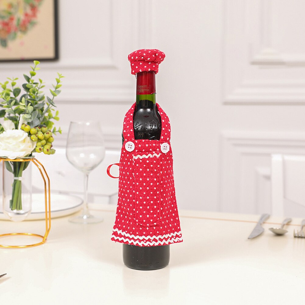 Kerst Schort Wijnfles Cover Bag Leuke Fles Houder Festival Decor Levert Jaar Etentje Tafel Decors