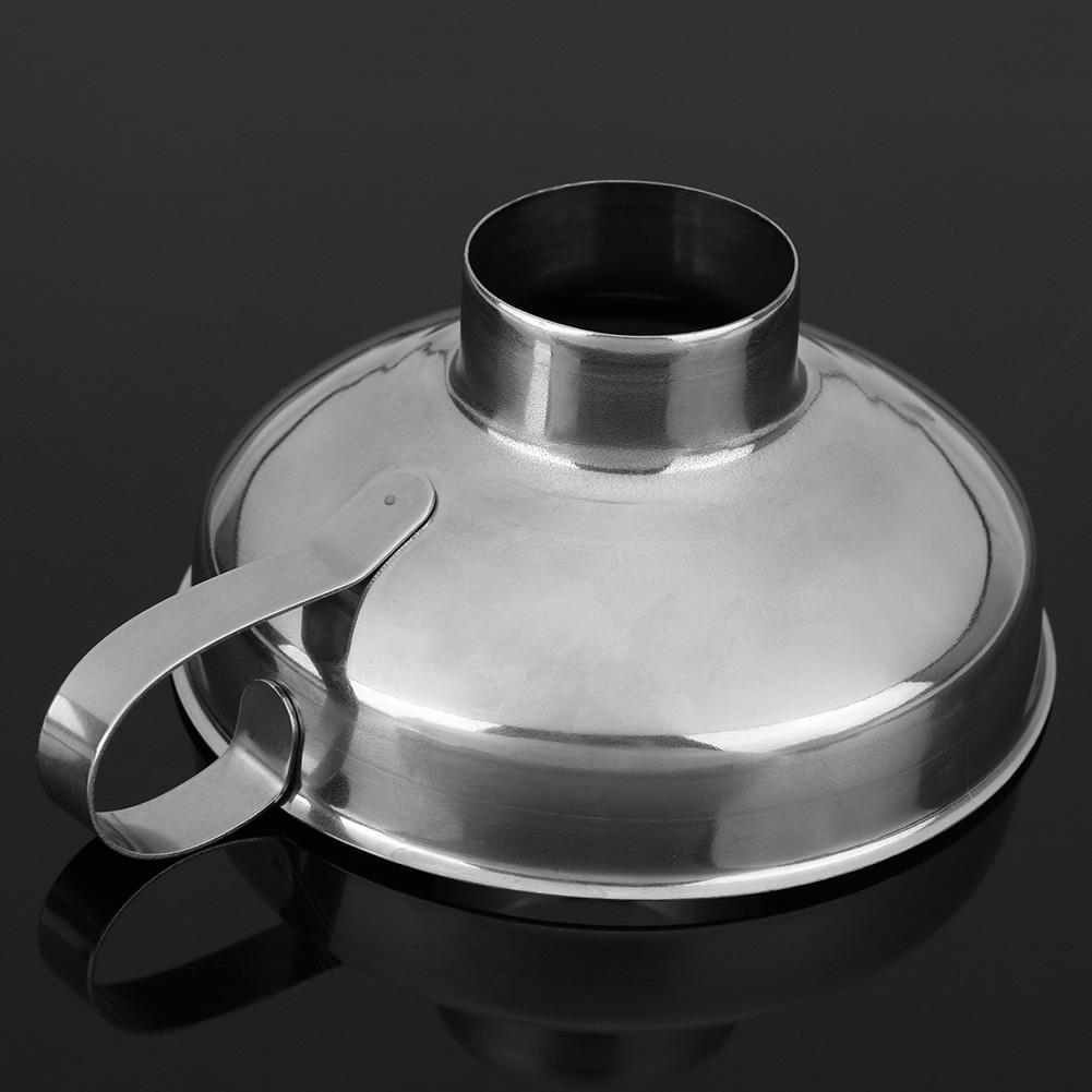 Embudo de lata de boca ancha de acero inoxidable, filtro de tolva, lata de boca ancha para aceite, vino, herramientas de cocina