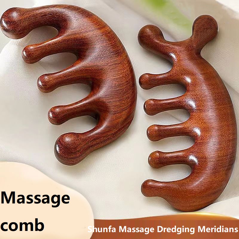 Masaje de madera peine masajeador de madera cuero cabelludo cabeza aceite masajeador cuero cabelludo peine herramientas AMS01