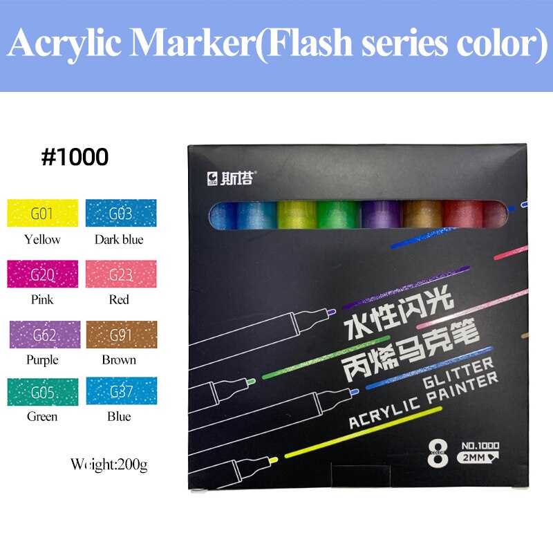 STA 1004 DIY Acrylic Markers Pen Set Drawing Poster Journal Scrapbook Painting Graffiti Pens For School Student Art Supplies: 1000Flashmarkerpen