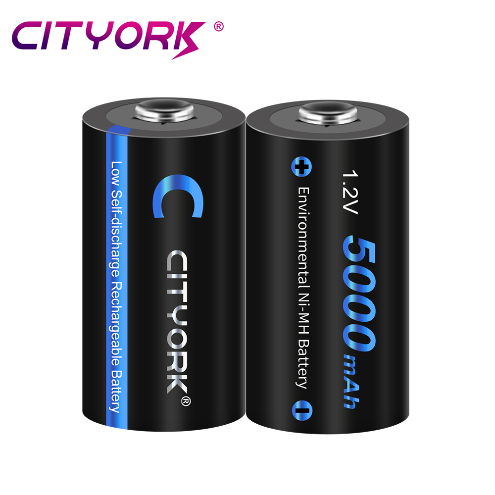CITYORK 5000mAh C Size Rechargeable Battery 1.2V R14 LR14 NIMH C Battery Batteries With 9V 1.2V AA AAA C D NIMH Battery Charger