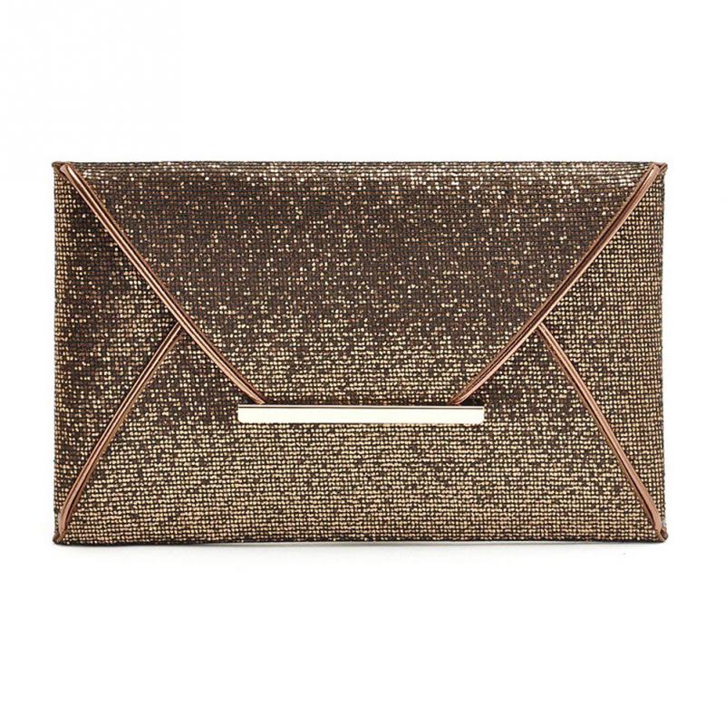 Party Envelope Clutch Handbag Women Evening Bag Glitter Sequins Sparkling Banquet Glitter Bag For Ladies Girls Wedding Clutches: Coffee