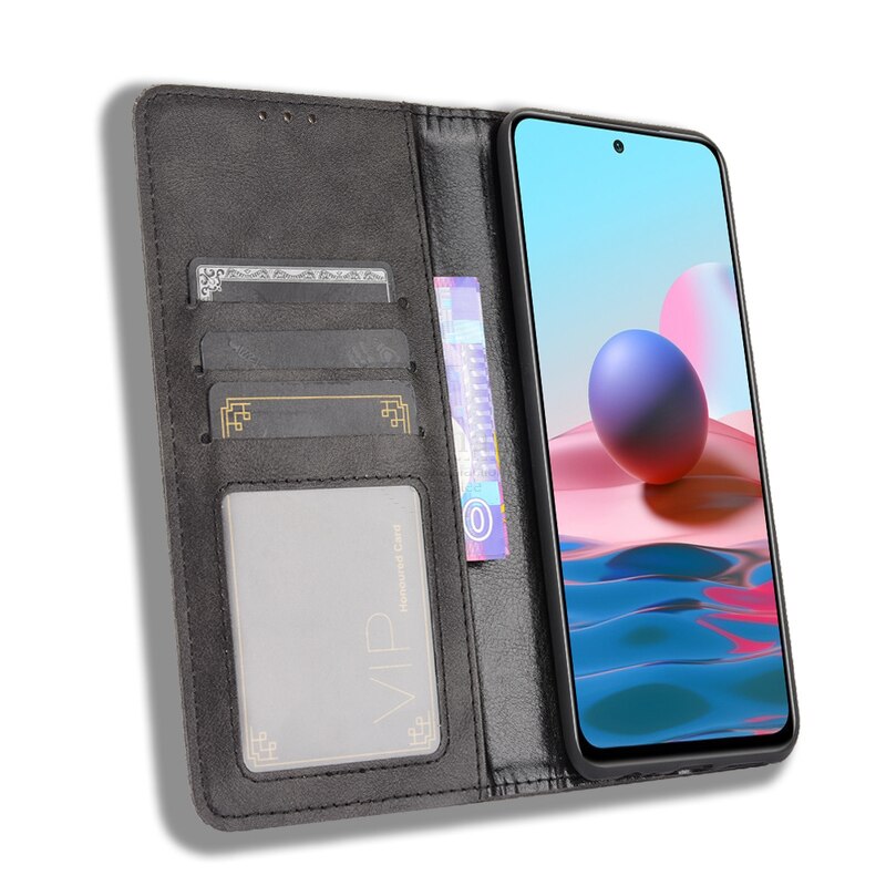 For Xiaomi Redmi Note 10 10 Pro Case Book Wallet Vintage Slim Magnetic Leather Flip Cover Card Stand Soft Cover Luxury Phone Bag