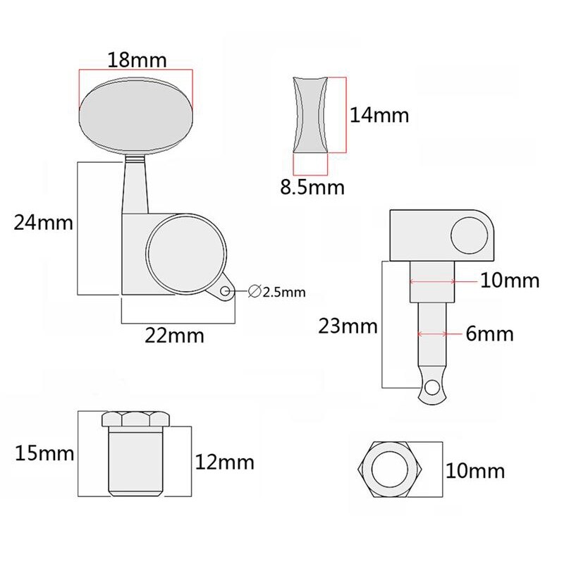 Electric Guitar String Quasi-Stringter Silver 6 Right-Hand Tuner String 6R