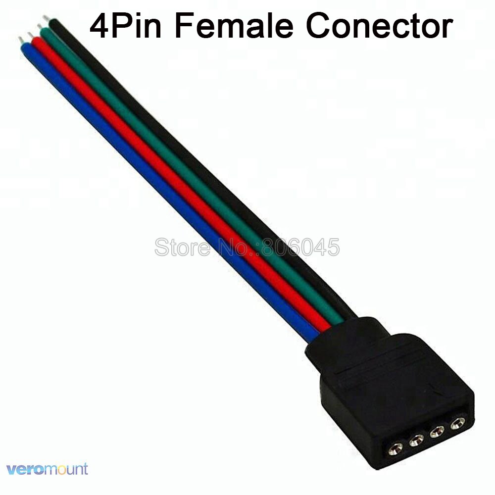 10 st/lot 4 pin 4- pin hona & hane rgb kontakt 10cm kabel tråd kontakt för smd 3528 5050 rgb led strip lampor: Kvinna
