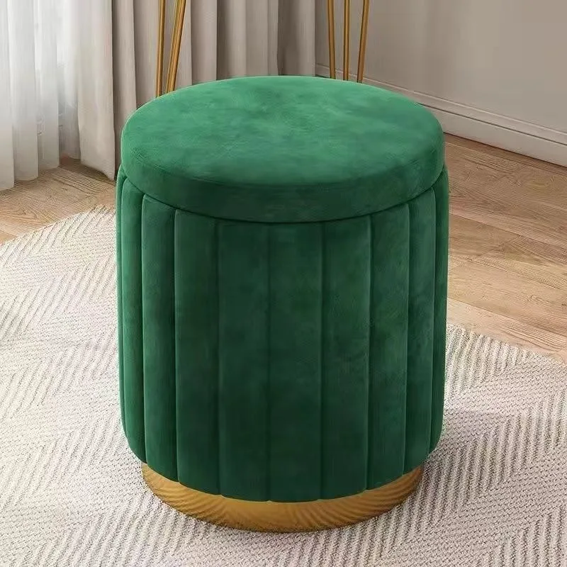 Light Luxury Round Makeup Stools Stools Chairs Bedrooms Sofas Side Stools Dressing Stool Vanity Chairs Storage Bench: Navy Blue