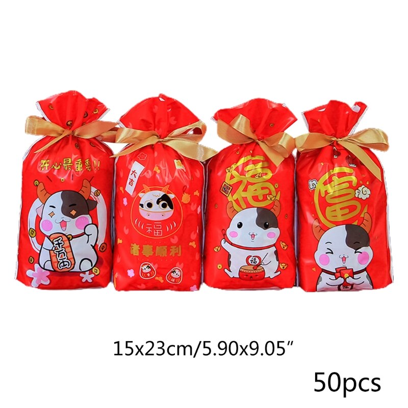 Chinese Year Candy Bundles Nougat Snowflakes Biscuit Packaging Bag Hand Bag