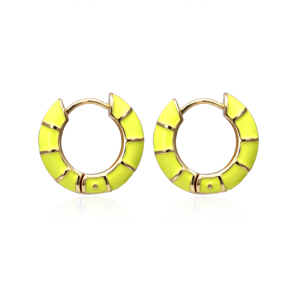 Vintage Enamel Flower Small Hoop Earrings Trendy Geometric Statement Round Circle Huggie Earring Jewelry: 18