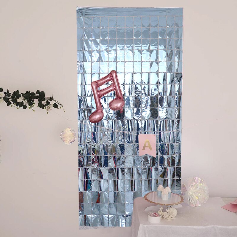 1Pcs Metalen Folie Metalen Draad Kwastje Bruiloft Verjaardag Wanddecoratie Achtergrond Deuren En Ramen Vierkante Regen Gordijn Muur Gordijn