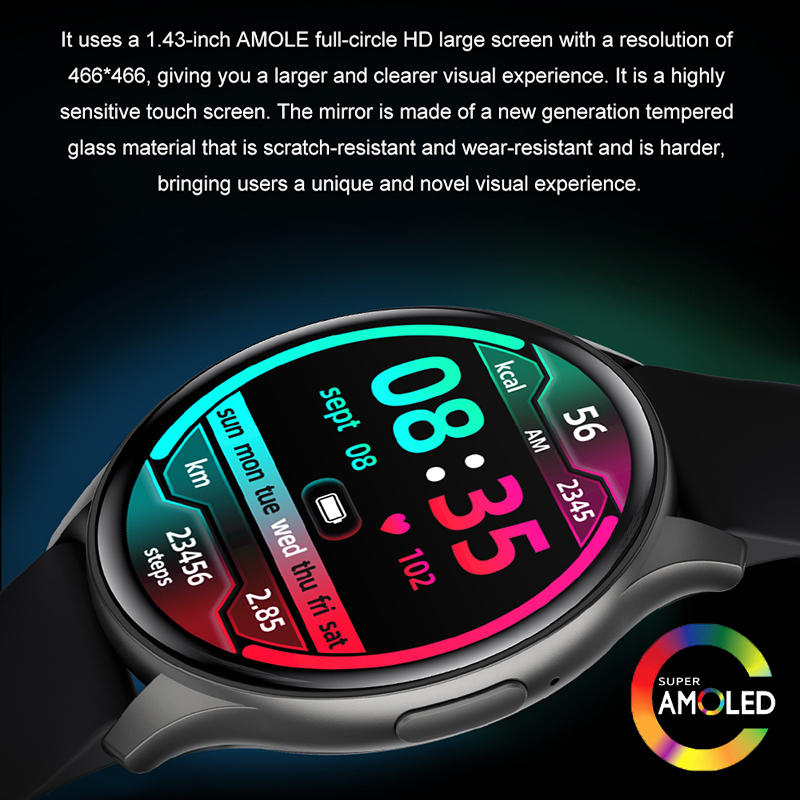 2025 novo para xiaomi huawei 1.43 polegadas bluetooth chamada smartwatch feminino masculino amoled 466*466 hd pixel display smartwatches senhoras