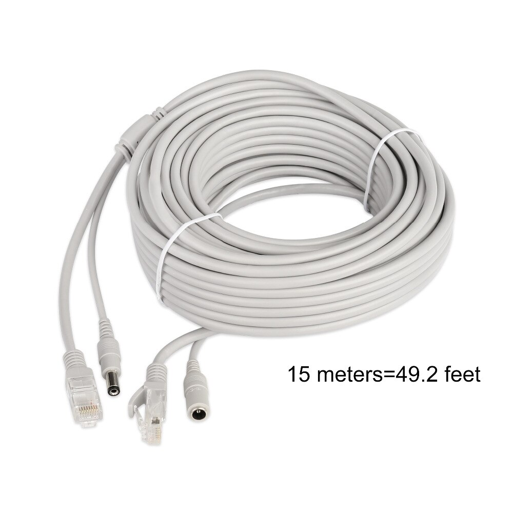 Escam 30m/20m/15m/10m/5m rj45 + dc 12v power lan -kaapeli verkkokaapelit cctv-verkon ip-kameralle