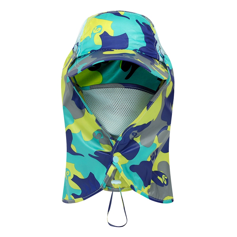 Aba larga Bucket Hat com Tampa Do Pescoço, Outdoor Proteção Solar Chapéus, Quick Dry, Verão Caps, Respirável, Caça, Pesca: Verde
