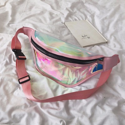 Holographique Fanny Pack Laser taille Pack pour les femmes ceinture Bum sac étanche Transparent clair Punk: pink