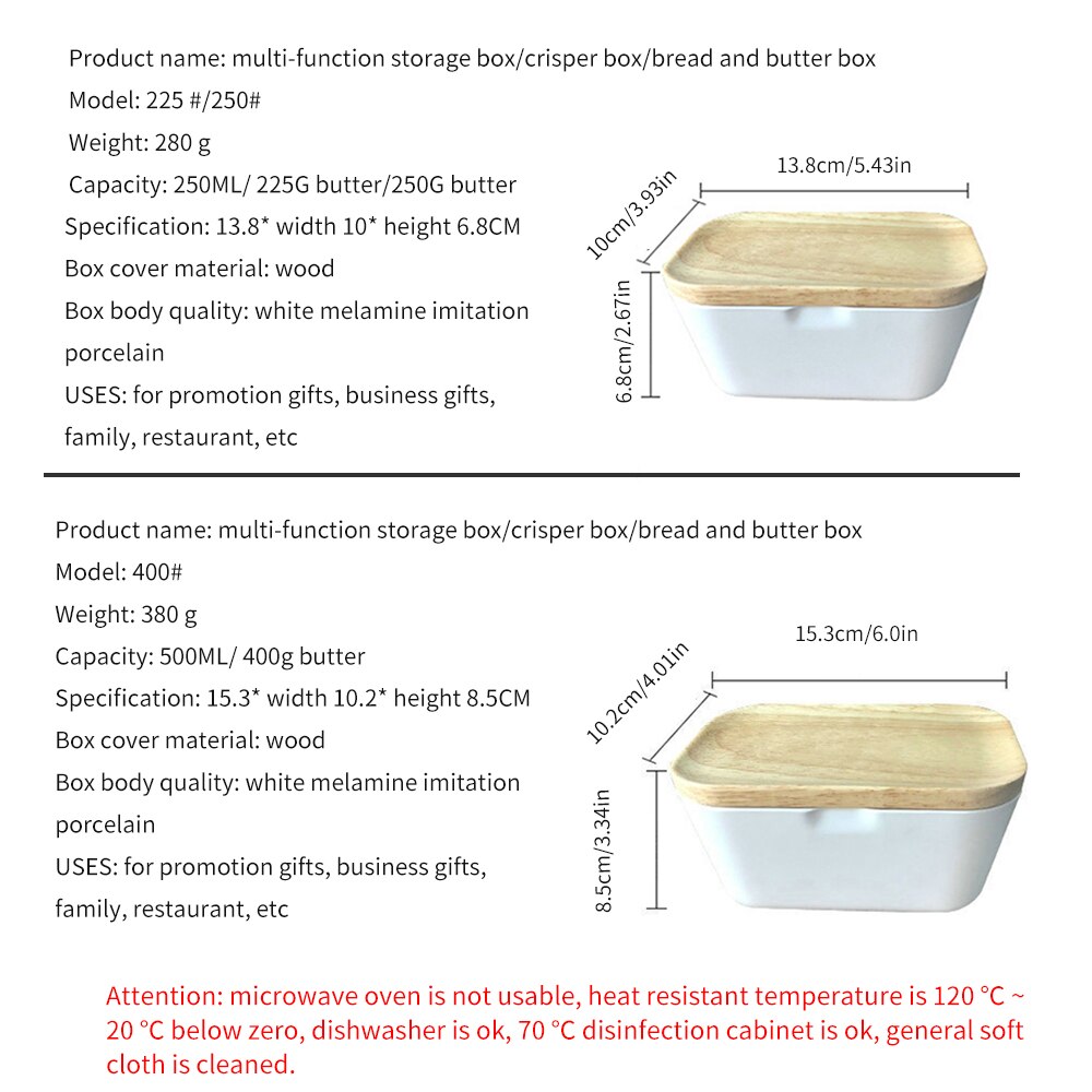 Blanc Bois Ménage Beurrier Avec Couvercle En Porcelaine Gardien Récipient Couvert Chaleur Comptoir De Cuisine Fromage Blanc Beurrier