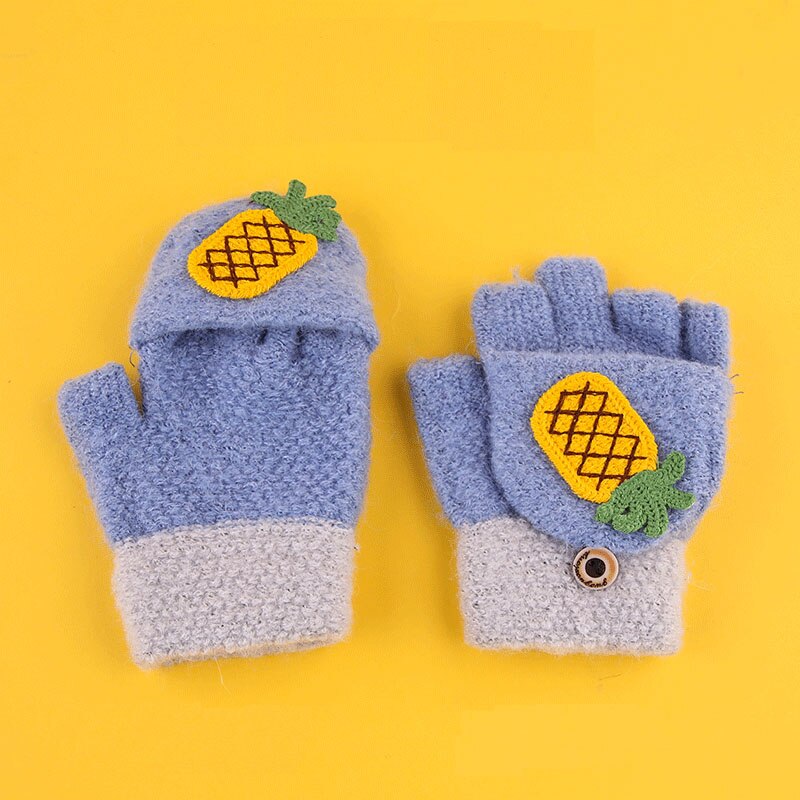 Los niños guantes sin dedos para niña lindo Niño de dibujos animados de invierno cálido bebé de lana guantes niños al aire libre manopla de mitad de dedo