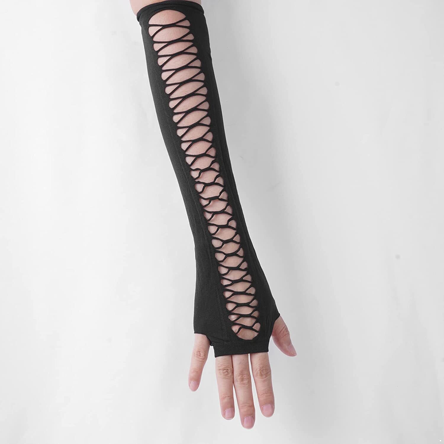 Emo Fingerless Gloves women Punk Dark Gothic Cuff Men Hip Hop Hollow Out Rock Gloves E-GIRL Grunge Emo Accessories Mall Goth