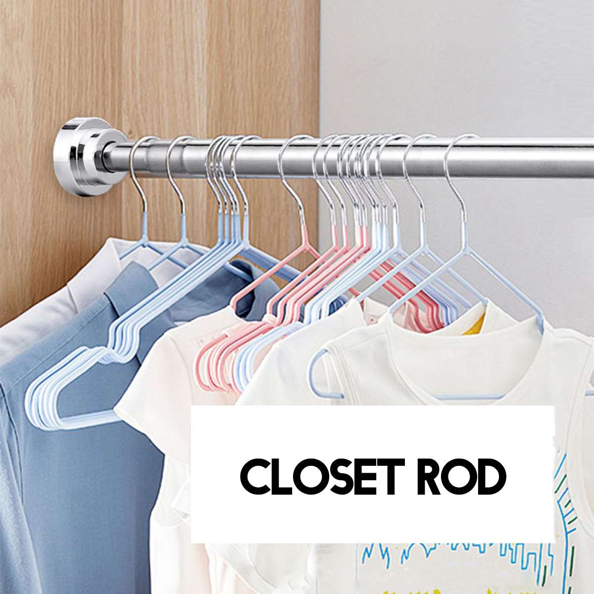 60CM-150CM Adjustable Stainless Steel Shower Curtain Rod Curtain Pole Spring Tension Rod Rail for Clothes / Towels / Curtains