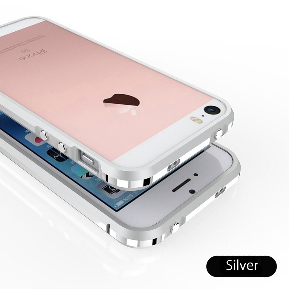 Étui de luxe pour iPhone 5s 5 aluminium pare-chocs antichoc armure housse pour iPhone SE: Argent