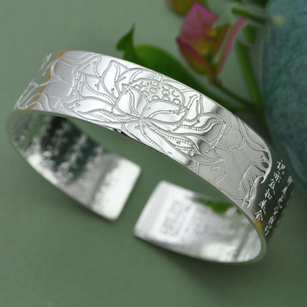 NEHZY S999 Stamp silver woman men&#39;s jewelry retro lotus carving Buddhist scripture blessing language bracelet