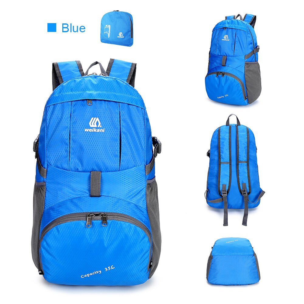 Weikani Waterproof Foldable Backpack Nylon Outdoor Climbing Backpack Sports Folding Bag Men Women Travel Hiking Backpack