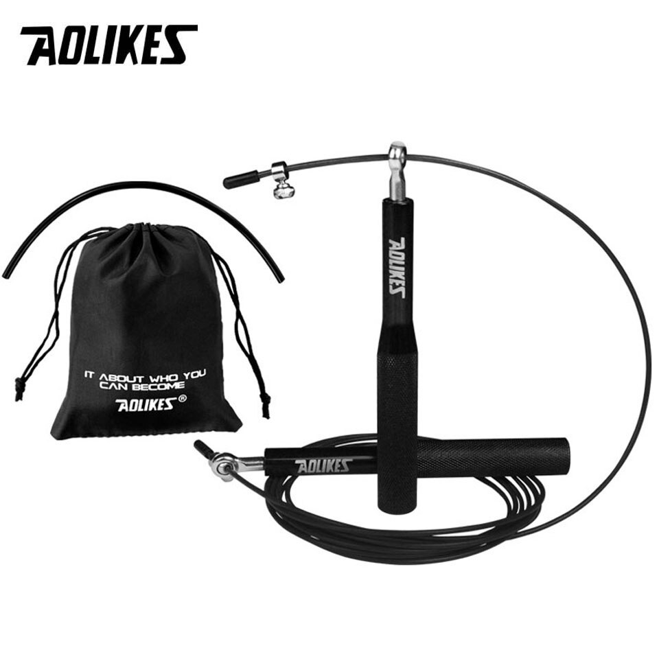 AOLIKES Crossfit szybka skakanka profesjonalna skakanka do MMA boks Fitness pomiń trening trening siłownia sprzęt treningowy: Type B-Black