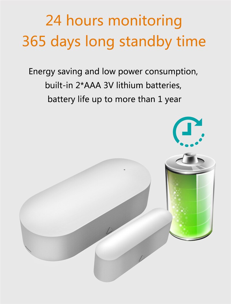 1/2/3/4Pcs Smart WiFi Door Sensor Tuya Window Detectors Home Security Alert APP Smart Life,Voice Control for Alexa Google Home