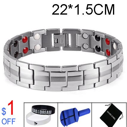 Bracelet d'équilibre énergétique Tourmaline Double rangée pour hommes bijoux de soins de santé hologramme Germanium Bracelets de thérapie magnétique guérison: C
