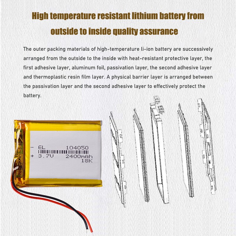 Akumulator 3.7V 2400mAh akumulator li-po 104050 bateria litowo-polimerowa li-po li-ion komórki Lipo dla GPS MP3 MP4 rejestrator jazdy