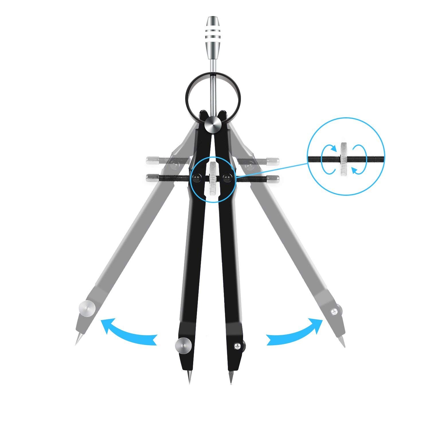 Boussole professionnelle, ensemble de géométrie de boussole avec serrure, boussole de maths et de précision, en métal et Durable pour Pr solide et plan