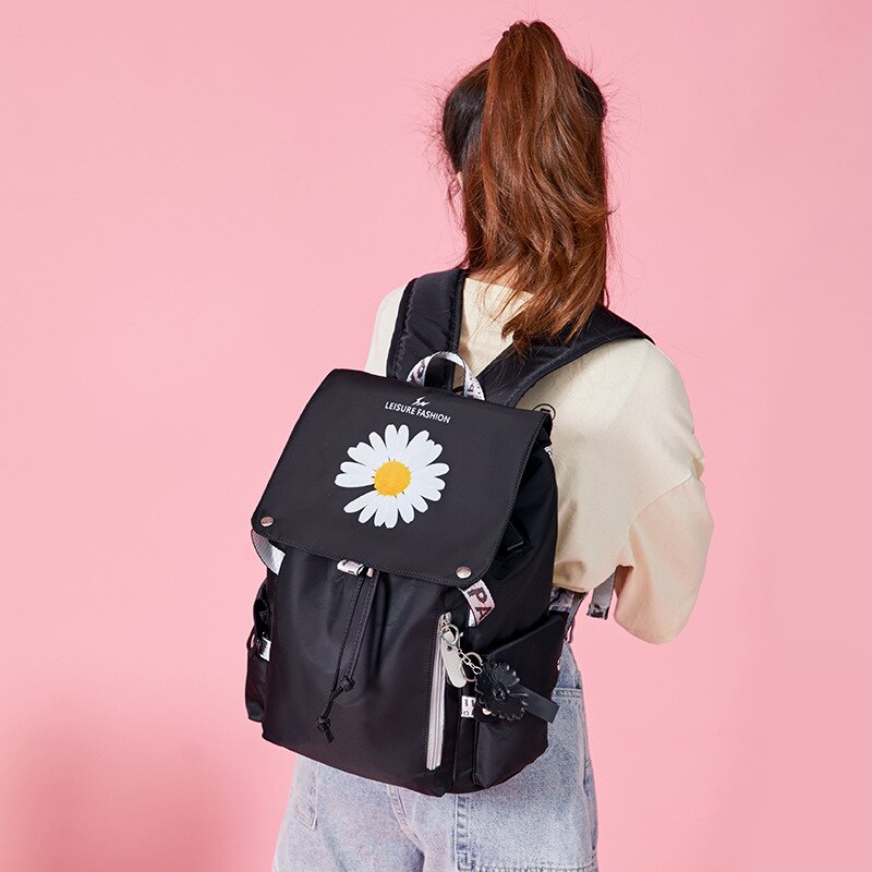 Waterdichte Usb Opladen Vrouwen Nylon Schooltassen Voor Tiener Meisjes Bloemen Gedrukt Vrouwen School Rugzakken Student Reizen Boekentas