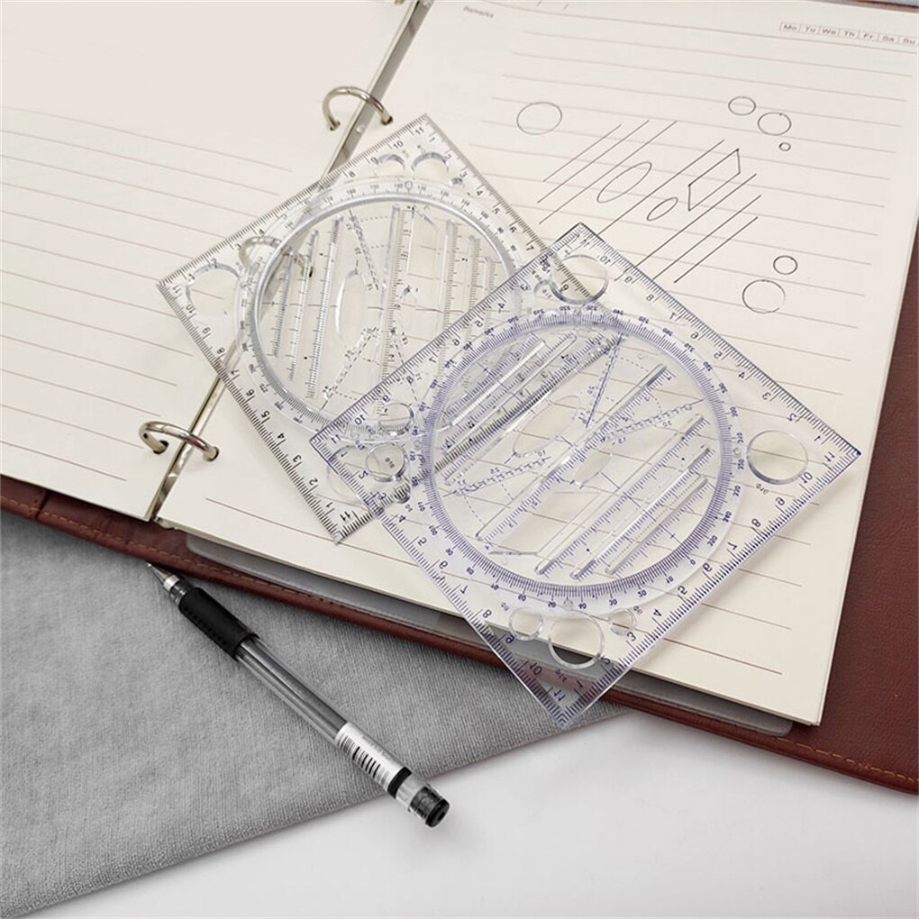 Multi-function Rotating Ruler DIY Crafts Construction Template Drafting Measuring Stationery with Scale Rulers