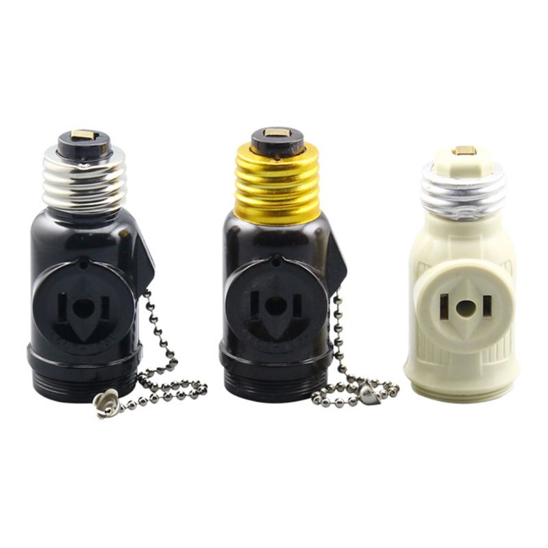 E26 Bulb Socket Om 2 Outlet Adapter Licht Houder Splitter Pull-keten Schakelaar