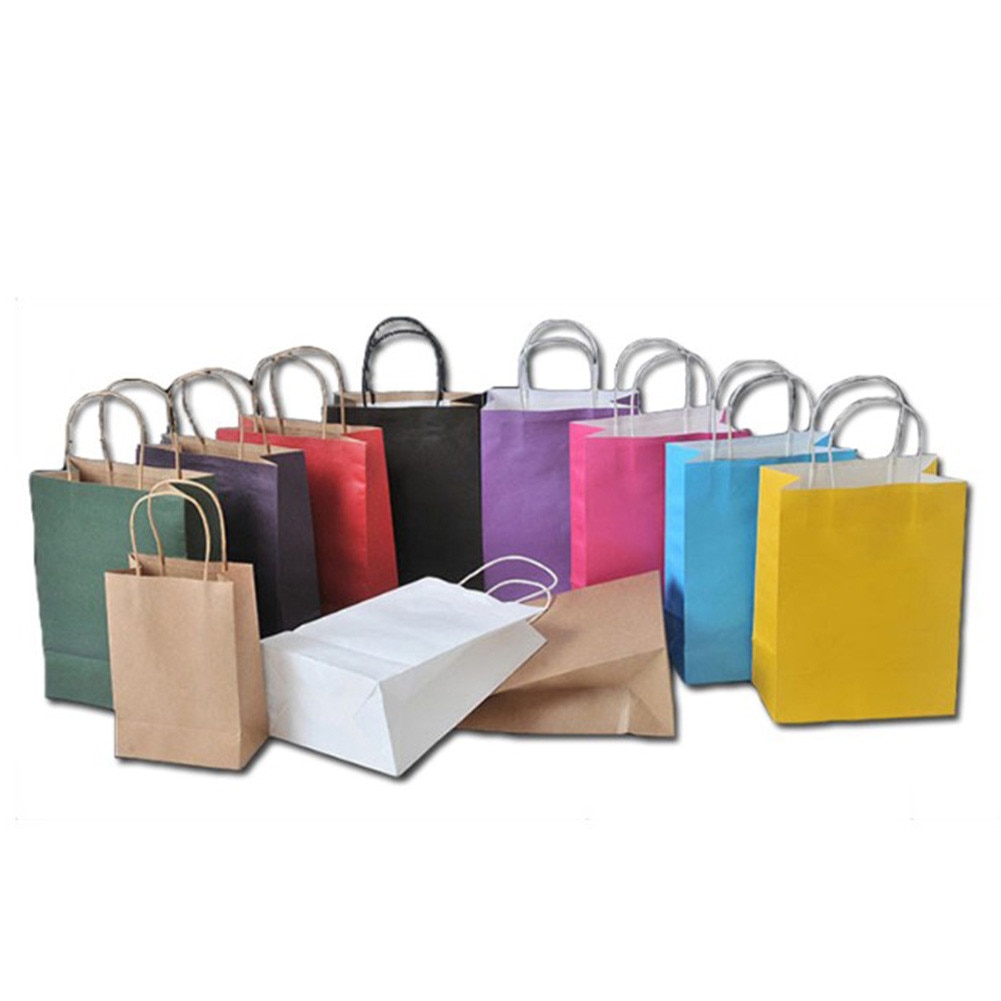 Kraftpapir poser stand up poser børnefest fødselsdag mad papir kraft segl pakning behandle bryllup taske forsyninger med håndtag