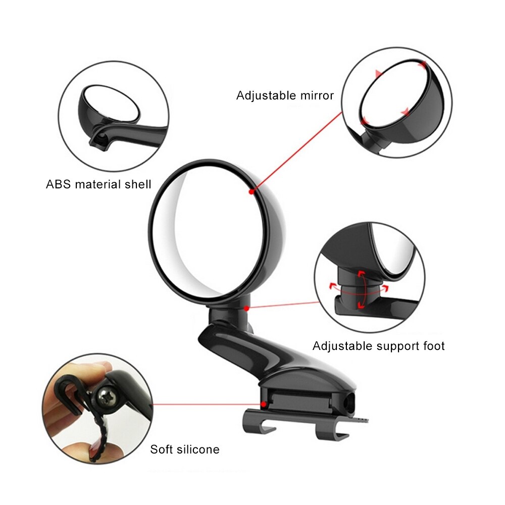 FORAUTO Auxiliary Rearview 360 Rotation Adjustable Car Front view mirror for Car Vehicle Side Blindspot Blind Spot Clear View