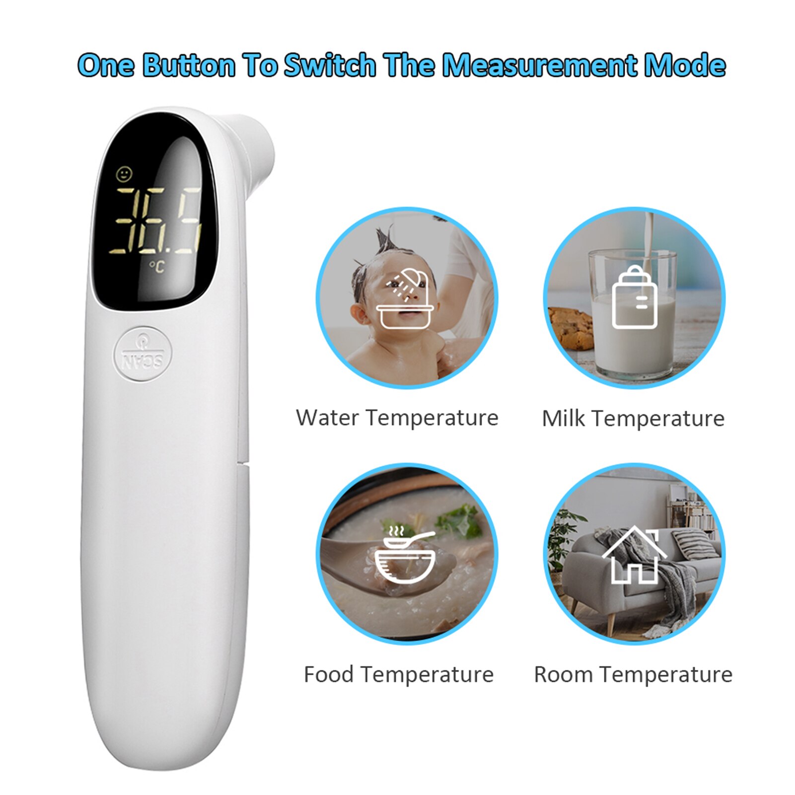 Não-contato termômetro febre termômetro infravermelho lcd display digital temperatura medida ferramentas ir termômetros para o bebê crianças
