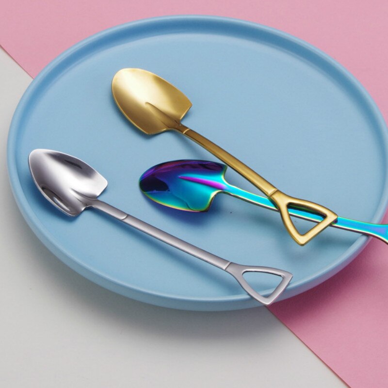 304 Stainless Steel Shovel Spoon Cute Retro Watermelon Artifact Spade Shovel Spoons Dessert Cake Ice Cream Spoon Kitchen Tool