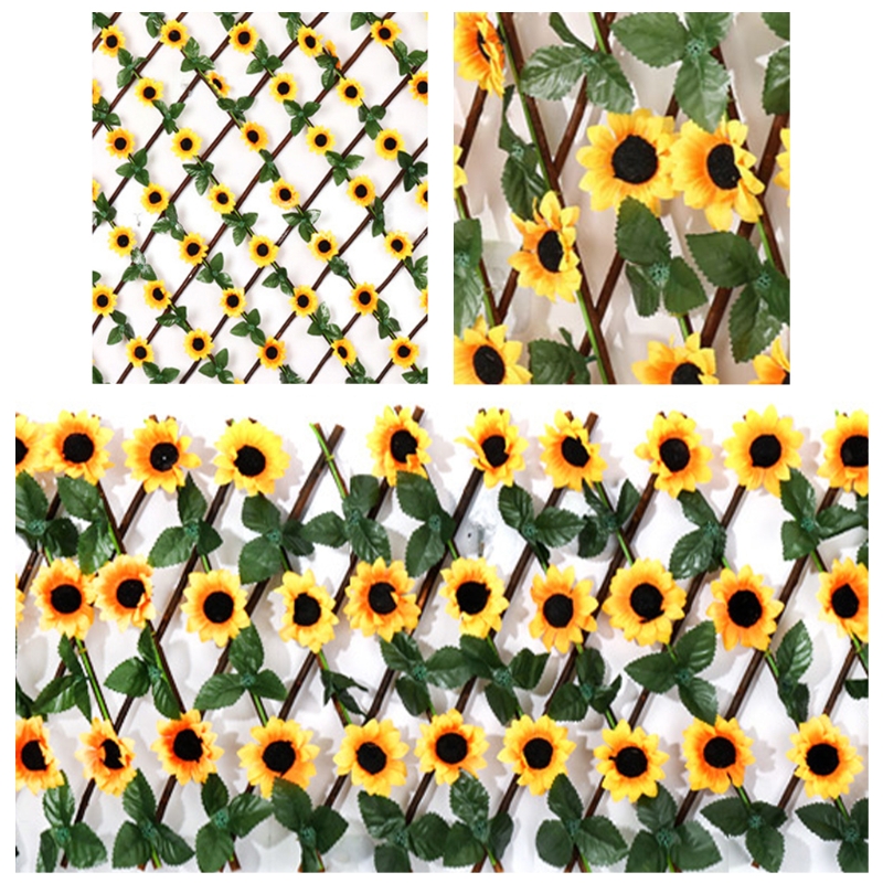 50LB Garden Expandable Fence Privacy Screen for Balcony Patio Outdoor Decorative Artificial Sunflower Leaves Fencing Panel Decor
